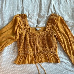 Yellow American eagle crop top